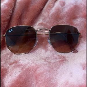 Bronze Hexagonal Flat Lens Ray Ban Sunglasses